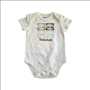 Timberland Cream Baby Onesie with Tree Logos Size 3 To 6 Months